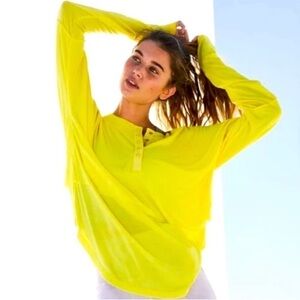 NWT Free People Movement Twice As Nice Henley in lemon verbena. Size X-Small